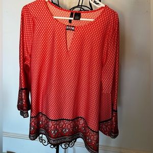 Flared Sleeve Red Top
